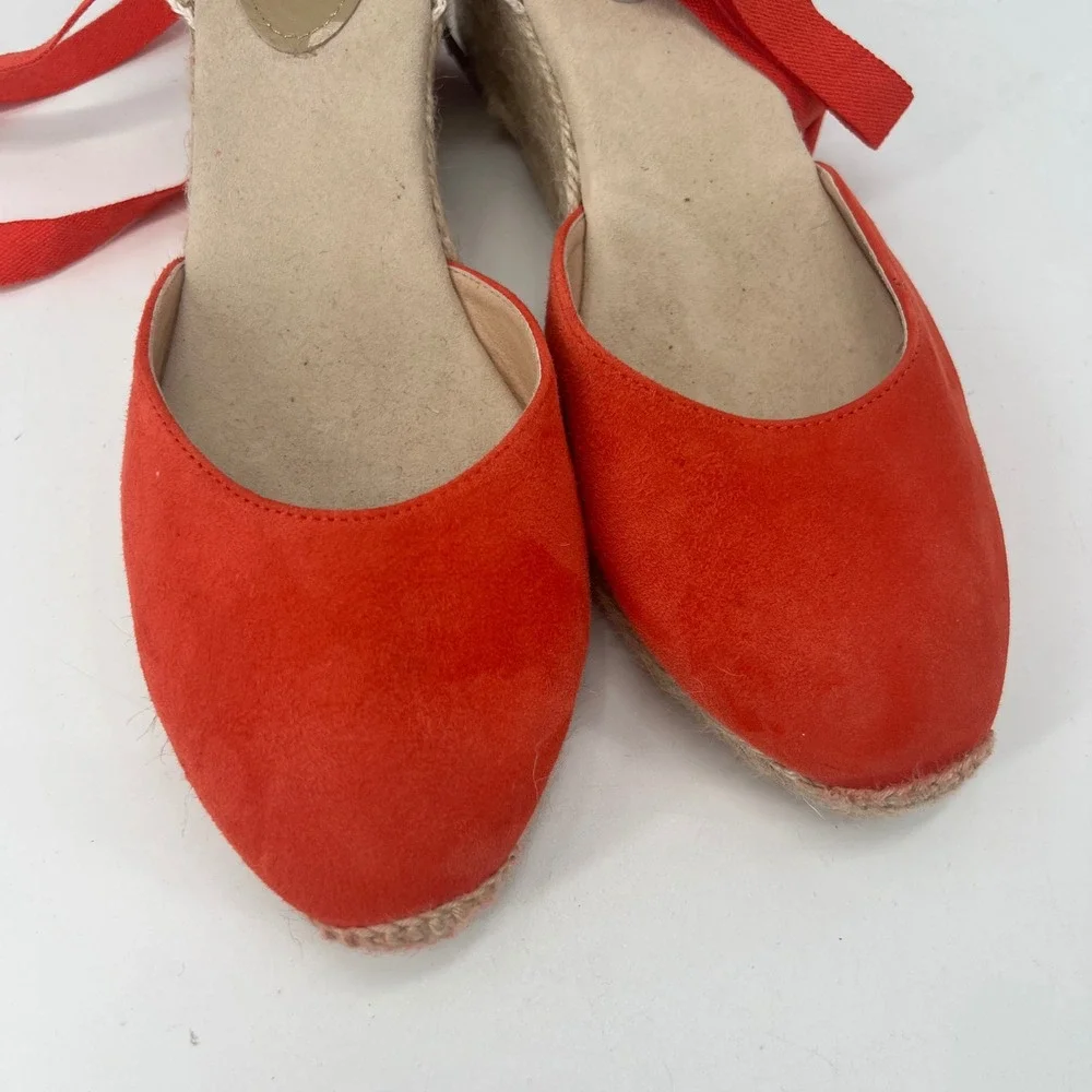 Boden Cassie Espadrilles Wedge Tomato Poppy Red Cherry Girl Beach Resort Size 10